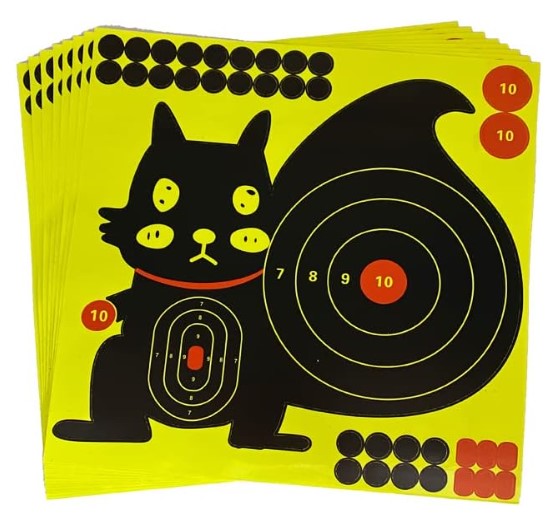 12 x12 Inch Splatter target Funny & Cute Squirrel Shooting Paper Target Stickers (10 packs)